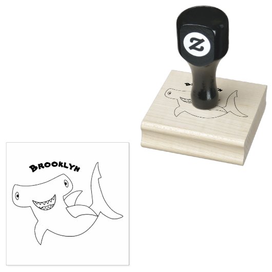 Grappig schattige Hammerhead-cartoon Rubberstempel (Gestempeld)