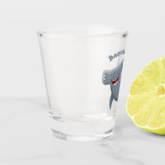 Grappig schattige Hammerhead-cartoon Shot Glas (Links)