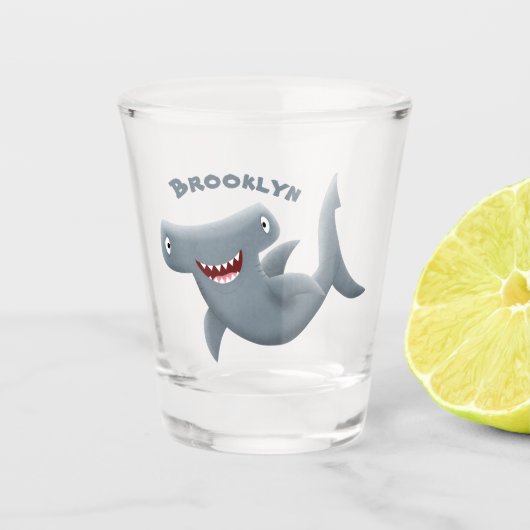 Grappig schattige Hammerhead-cartoon Shot Glas (Voorkant)