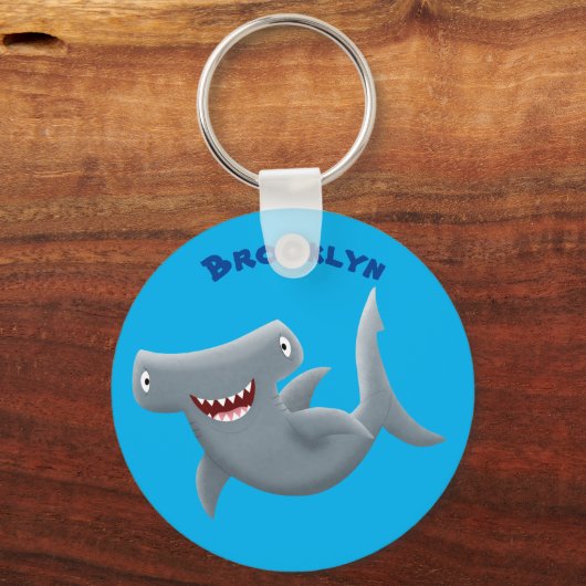 Grappig schattige Hammerhead-cartoon Sleutelhanger (Voorkant)