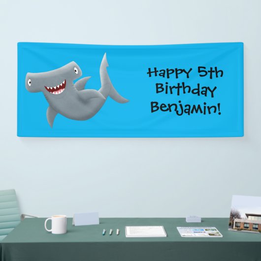 Grappig schattige Hammerhead-cartoon Spandoek (Beurs)
