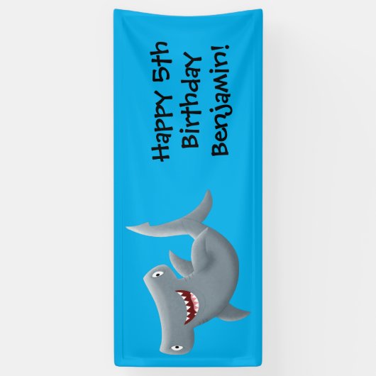 Grappig schattige Hammerhead-cartoon Spandoek (Verticaal)