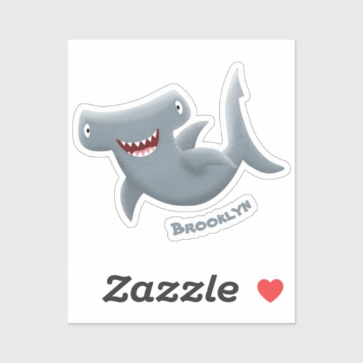 Grappig schattige Hammerhead-cartoon Sticker (Vel)