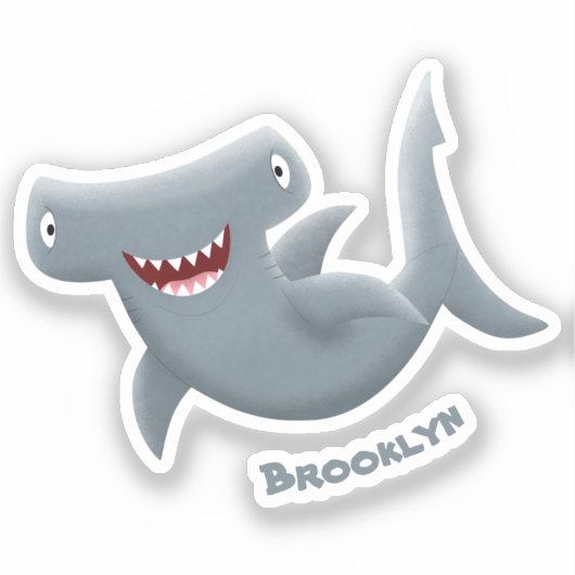 Grappig schattige Hammerhead-cartoon Sticker (Voorkant)