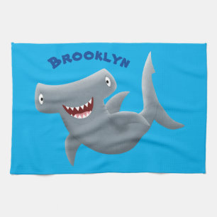 Grappig schattige Hammerhead-cartoon Theedoek