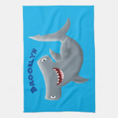 Grappig schattige Hammerhead-cartoon Theedoek (Verticaal)