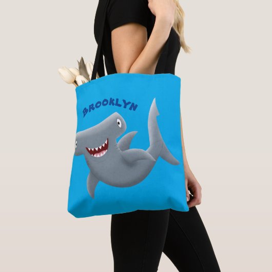Grappig schattige Hammerhead-cartoon Tote Bag (Dichtbij)