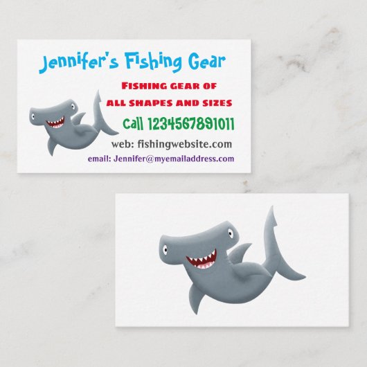 Grappig schattige Hammerhead-cartoon Visitekaartje (Voorkant / Achterkant)