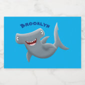 Grappig schattige Hammerhead-cartoon Voedselcontainer Etiket (Enkel label)