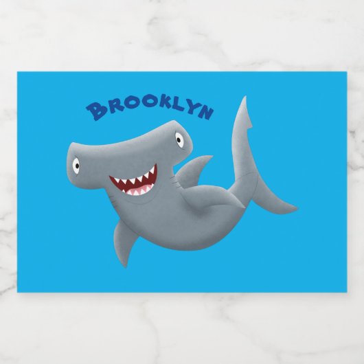 Grappig schattige Hammerhead-cartoon Voedselcontainer Etiket (Enkel label)