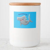 Grappig schattige Hammerhead-cartoon Voedselcontainer Etiket (Voorkant)