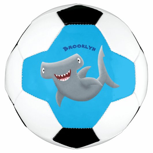 Grappig schattige Hammerhead-cartoon Voetbal (Voorkant)