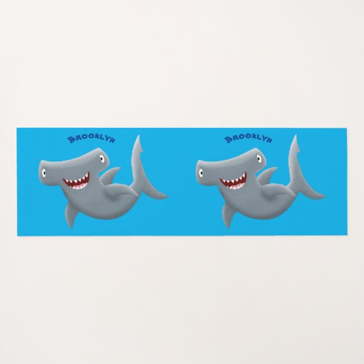 Grappig schattige Hammerhead-cartoon Yogamat (Achterkant (horizontaal))