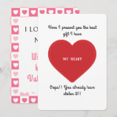 Grappig Schattige Hart Ik hou van je Valentijnsdag Notitiekaartje (Voorkant / Achterkant)