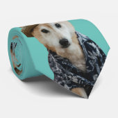 GRAPPIG SCHATTIGE HOND GEKLEED SCHILDEREN BLAUWGRO STROPDAS (Opgerold)