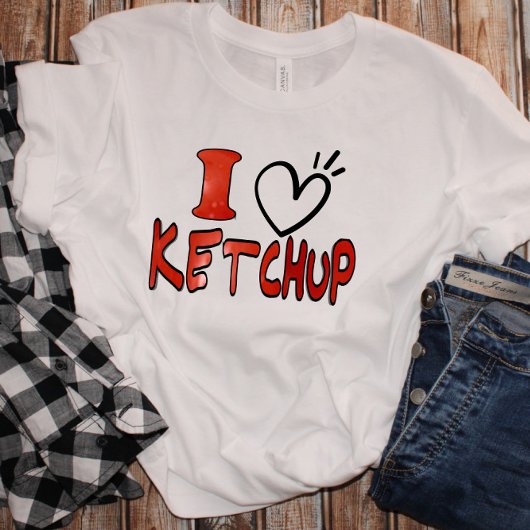 Grappig Schattige Ik hou van ketchup T-shirt
