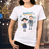 Grappig Schattige Joods koppel Happy Chanoeka Tri-Blend Shirt