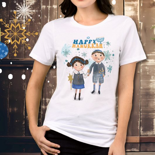 Grappig Schattige Joods koppel Happy Chanoeka Tri-Blend Shirt