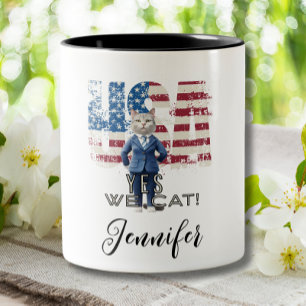 Grappig Schattige Kamala Harris Cat Ja Wij Kattenv Tweekleurige Koffiemok