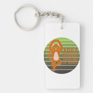 Grappig schattige kat die yoga doet. Grappig yoga- Sleutelhanger