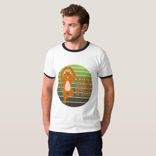 Grappig schattige kat die yoga doet. Grappig yoga- T-shirt (Voorkant volledig)