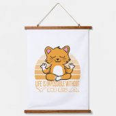 Grappig schattige kat die yoga doet. grappige yoga hangend wandkleed (Voorkant)