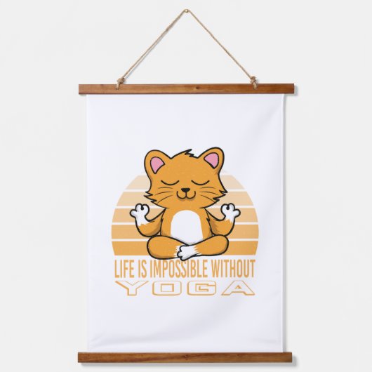 Grappig schattige kat die yoga doet. grappige yoga hangend wandkleed (Voorkant)