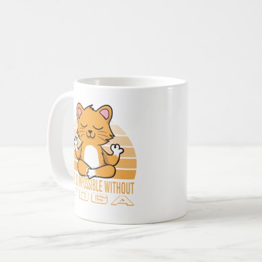 Grappig schattige kat die yoga doet. grappige yoga koffiemok (Voorkant links)