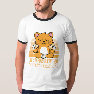 Grappig schattige kat die yoga doet. grappige yoga t-shirt