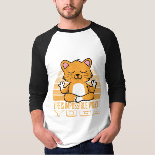 Grappig schattige kat die yoga doet. grappige yoga t-shirt