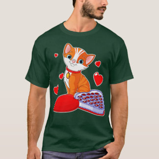 Grappig Schattige Kat Hart Valentijnsdag Kat Liefh T-shirt