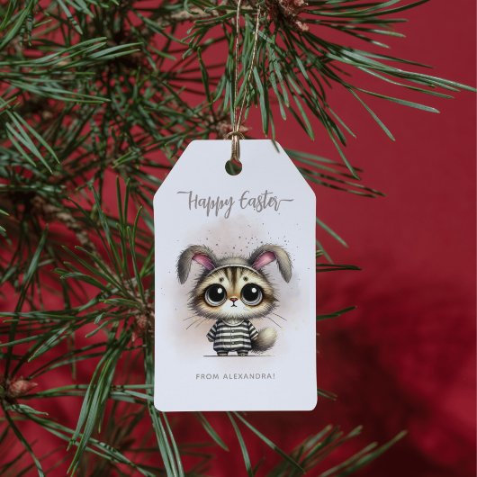 Grappig Schattige Kat in pyjama Cadeaulabel