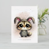 Grappig Schattige Kat in pyjama Folie Feestdagenkaart (Staand Voorkant)