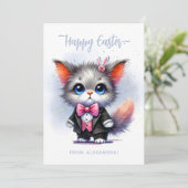 Grappig Schattige Kat in Tuxedo Happy Easter Feestdagenkaart (Staand voorkant)