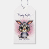 Grappig Schattige Kat met Bunny Ears Happy Easter Cadeaulabel (Voorkant)