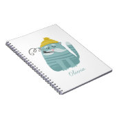 Grappig schattige kat. Winterblauw cartoon humor Notitieboek (Rechterzijde)