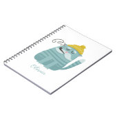 Grappig schattige kat. Winterblauw cartoon humor Notitieboek (Linkerzijde)