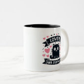 Grappig Schattige Kattenhaar Overal Liefde Tweekleurige Koffiemok (Voorkant rechts)