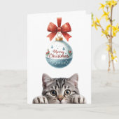 Grappig Schattige Kattenkerst Gevouwen Wenskaart Kaart (Gele Bloem)