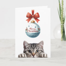 Grappig Schattige Kattenkerst Gevouwen Wenskaart Kaart