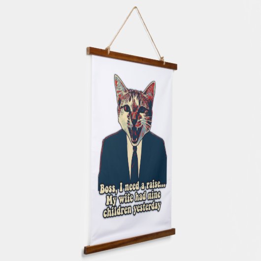 Grappig schattige kattenmeme voor katten- en katte hangend wandkleed (Gebogen)