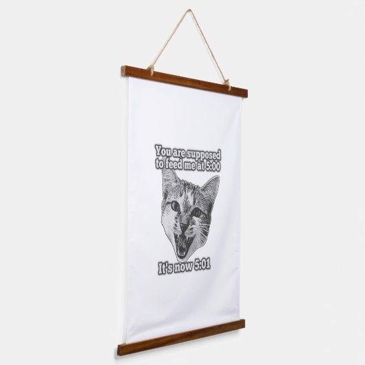 Grappig schattige kattenmeme voor katten- en katte hangend wandkleed (Gebogen)