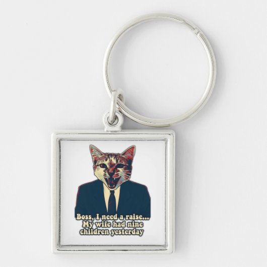 Grappig schattige kattenmeme voor katten- en katte sleutelhanger (Voorkant)
