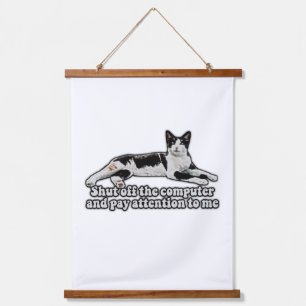 Grappig schattige kattenmeme voor katteneigenaars  hangend wandkleed