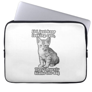 Grappig schattige kattenmeme voor katteneigenaars  laptop sleeve