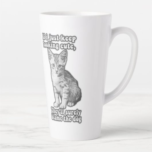 Grappig schattige kattenmeme voor katteneigenaars latte mok (Rechts)