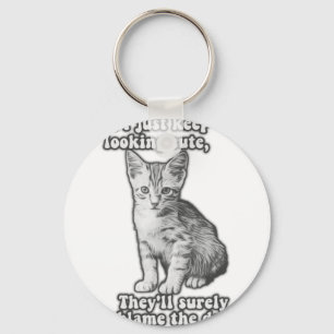 Grappig schattige kattenmeme voor katteneigenaars sleutelhanger