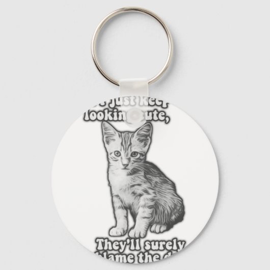 Grappig schattige kattenmeme voor katteneigenaars sleutelhanger (Voorkant)
