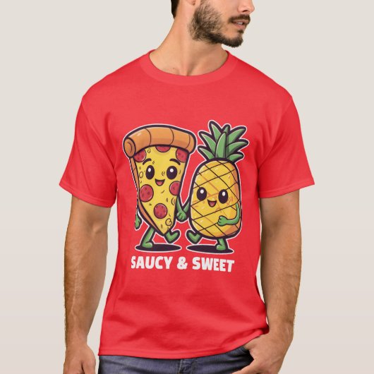 Grappig Schattige Kawaii Pizza Ananas Vrienden Sau T-shirt (Voorkant)