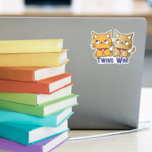 Grappig Schattige Kawaii Twin Cats Cartoon Custom